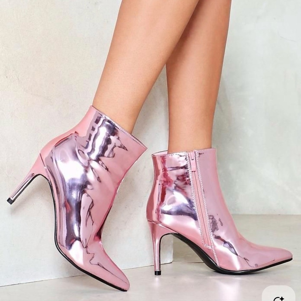 Metallic Pink Ankle Boots US Size 9